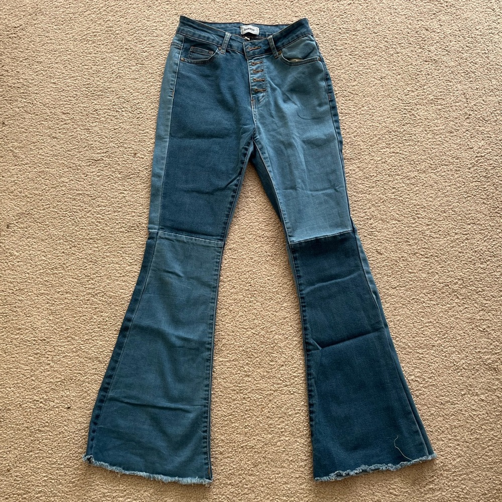 Women’s color block flare jeans